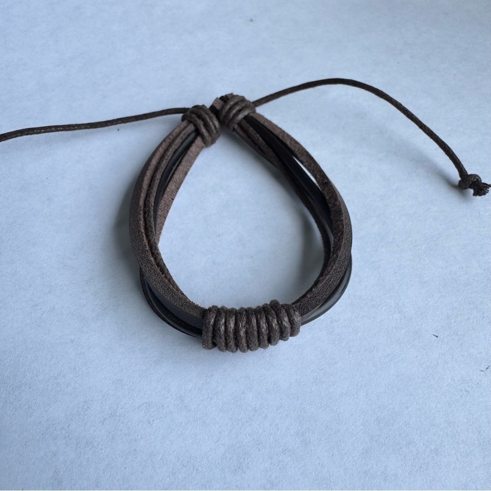 Brown Faux Leather Wrap Bracelet - Picture 5 of 5